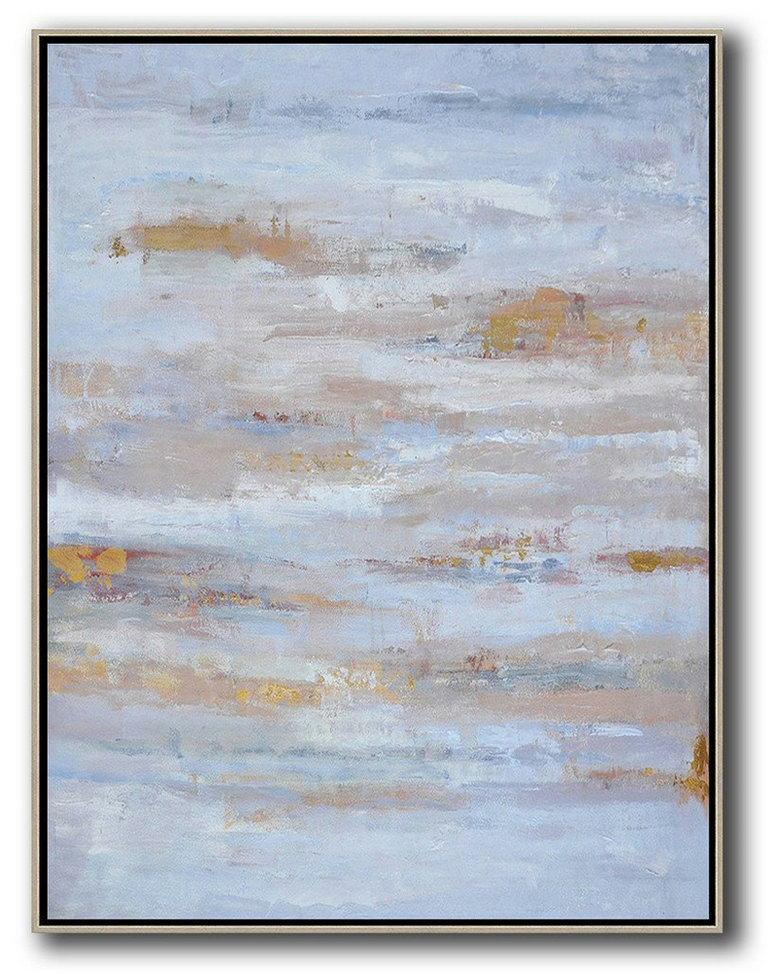 Extra Large Painting,Oversized Abstract Landscape Painting,Big Canvas Painting,Blue,Grey,Gold.etc